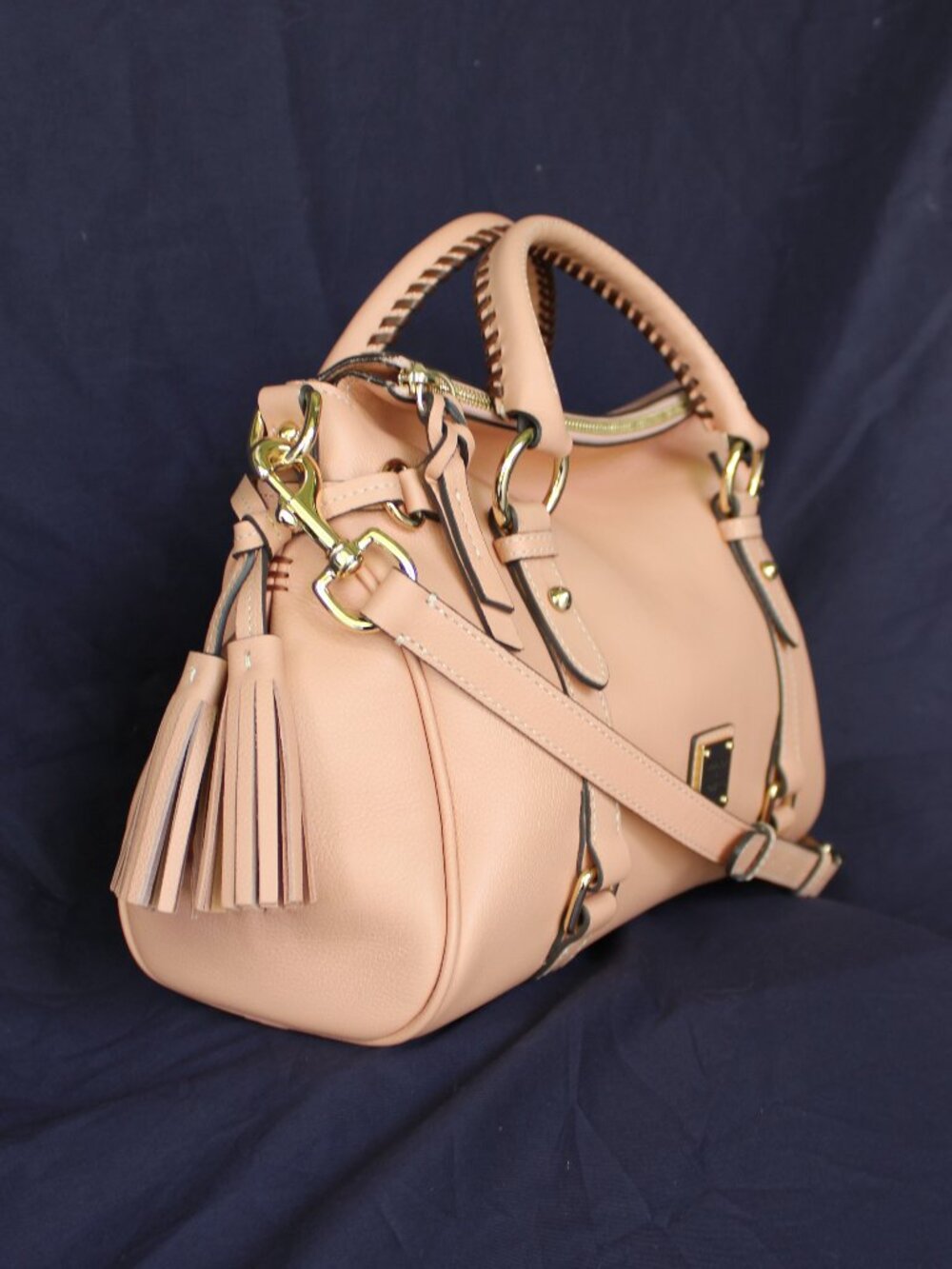 Dooney & Bourke pebbled satchel pink leather Florentine cross body tassel purse - Picture 3 of 11